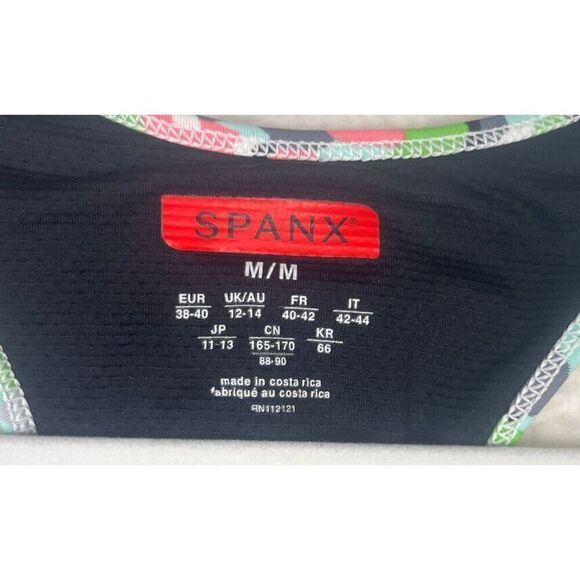 Spanx Tank Peplum Active Top Style Petal Power Thin Stripe Gym Athletic Size M - Picture 3 of 6